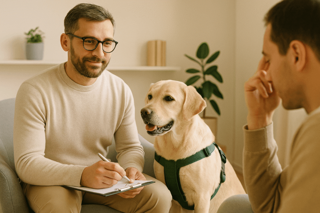 Terapia asistida con animales mejorando la salud mental de pacientes bajo supervisión profesional