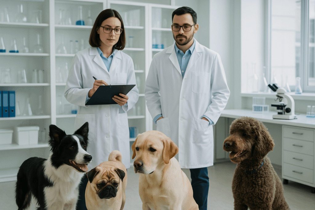 Estudio científico sobre comportamiento canino - perros comiendo pasto investigación