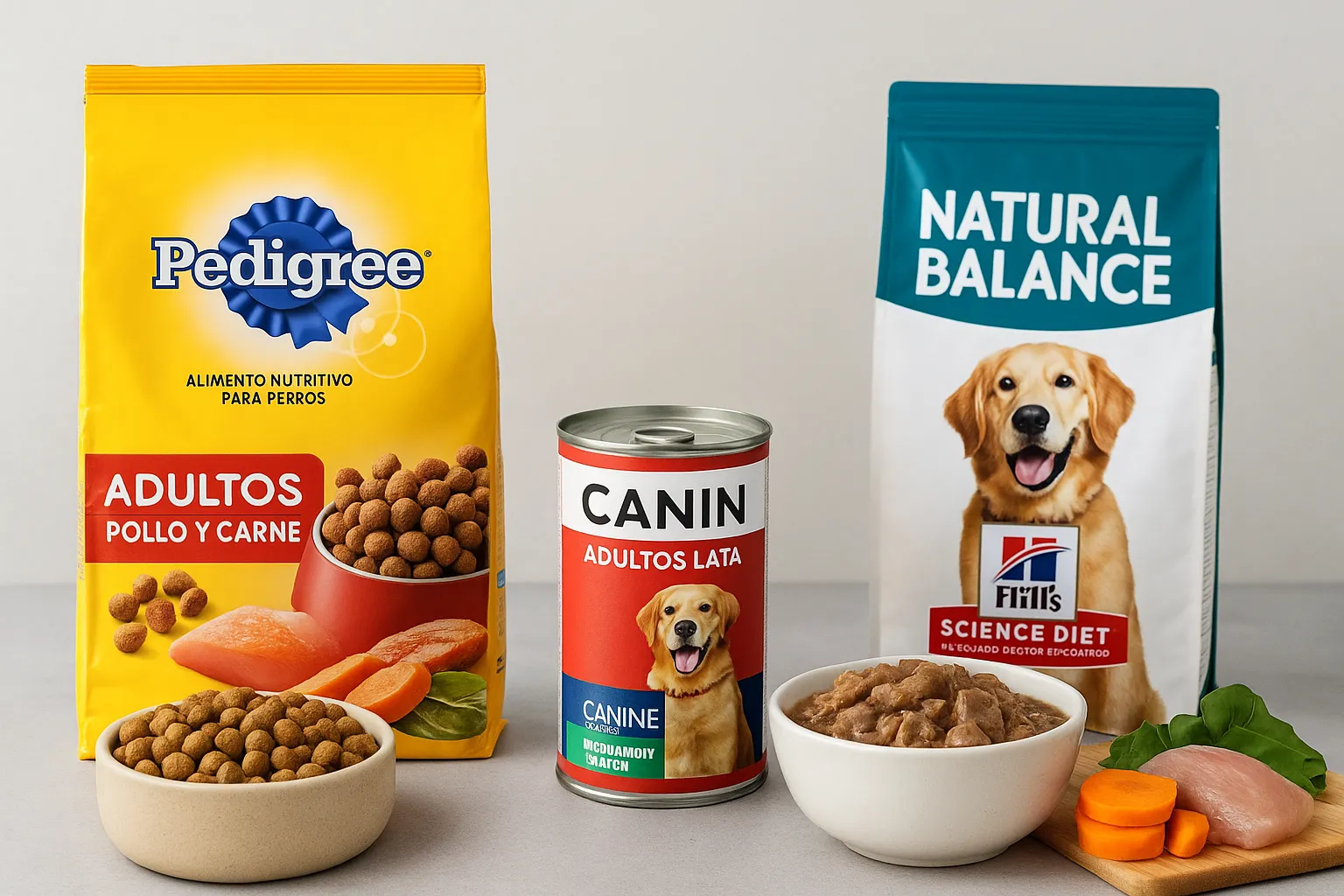 Variedades de alimento para perros disponibles en República Dominicana incluyendo marcas locales e importadas