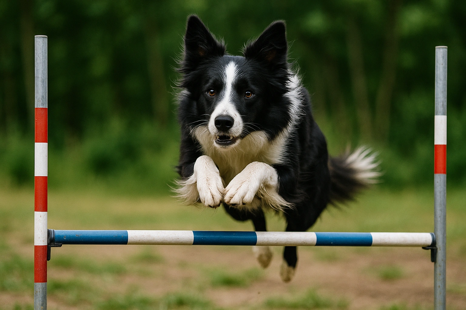 Border Collie demostrando inteligencia superior durante entrenamiento de agilidad