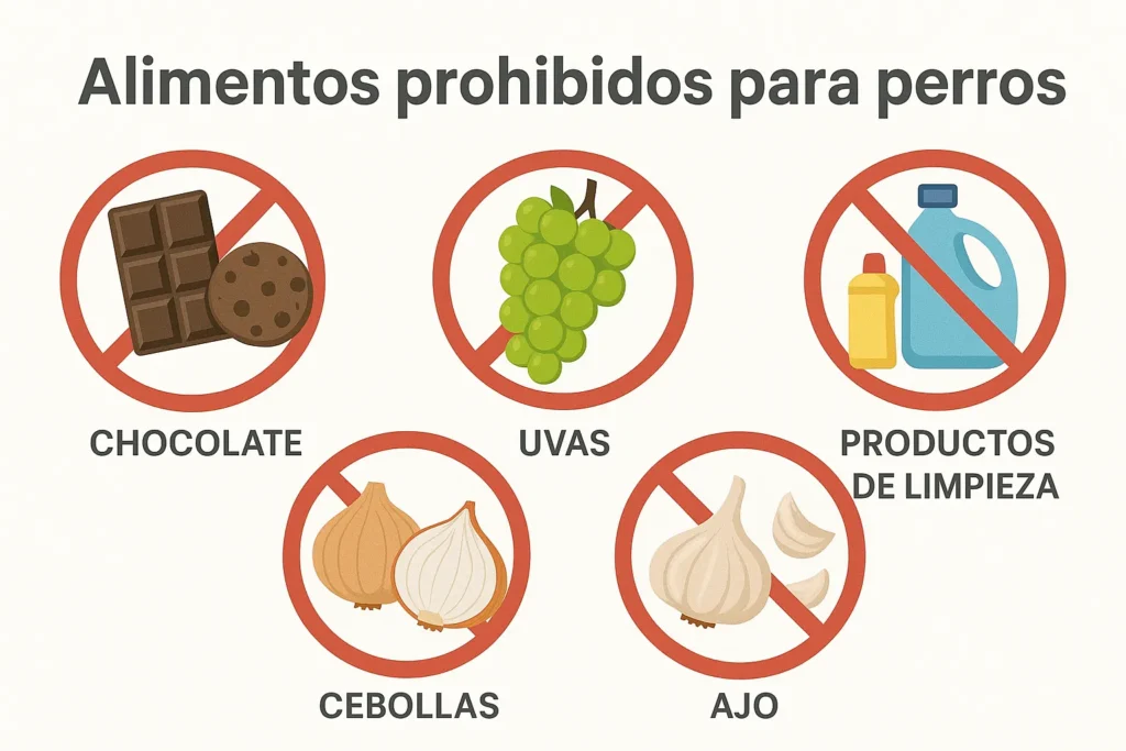 Alimentos tóxicos y venenos más peligrosos para perros: chocolate, uvas, cebolla y productos químicos