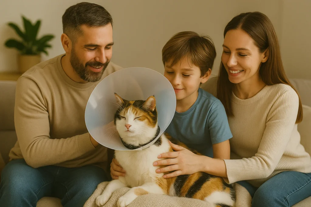 Proceso de recuperación post-esterilización - mascota cuidada en hogar amoroso