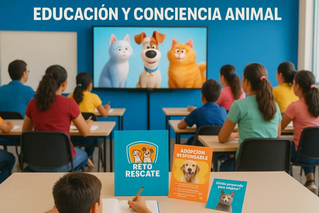 Taller educativo usando películas como perros y gatos para enseñar adopción responsable
