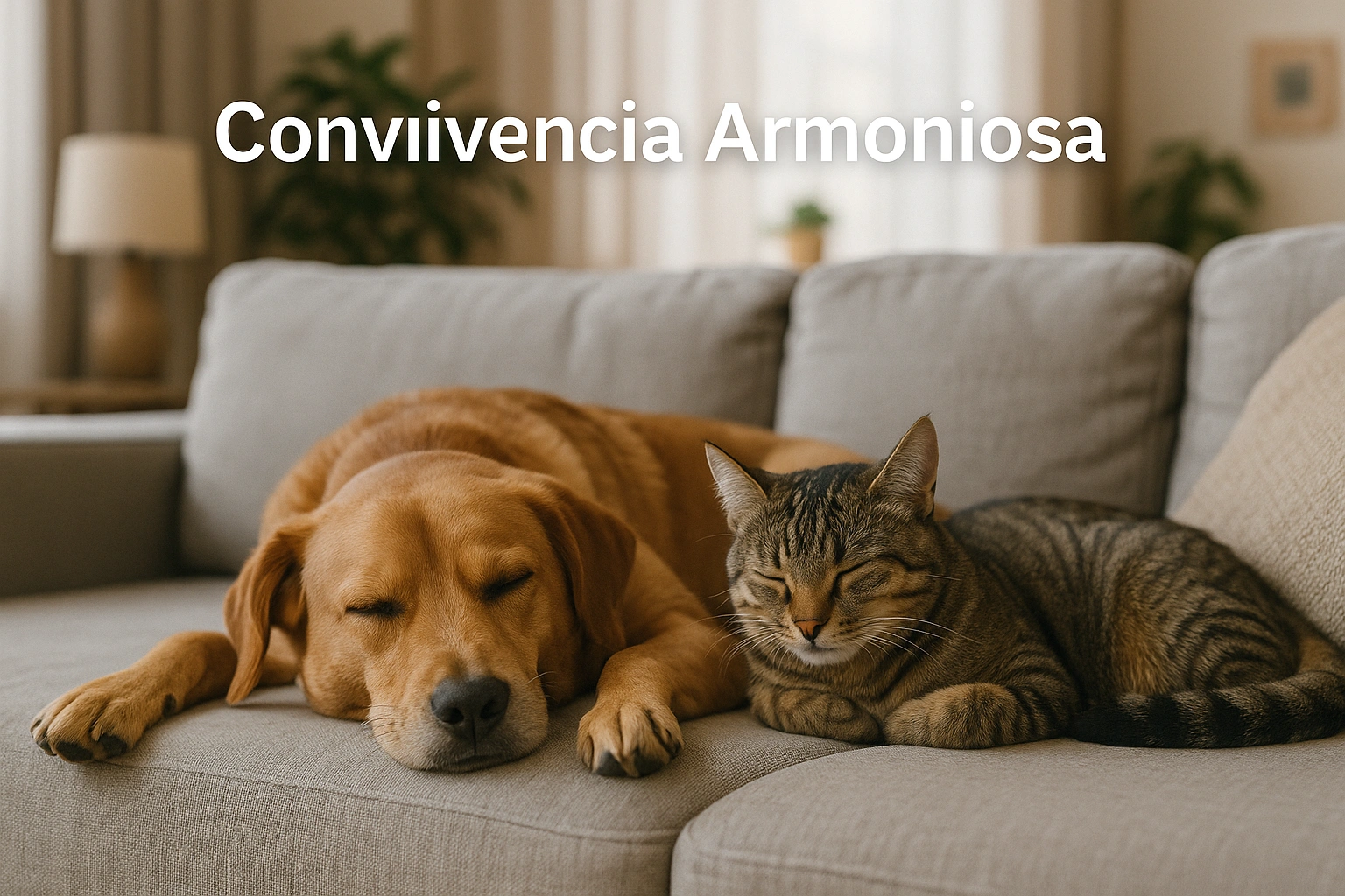 Perro y gato durmiendo juntos peacíficamente desmintiendo mito peleas