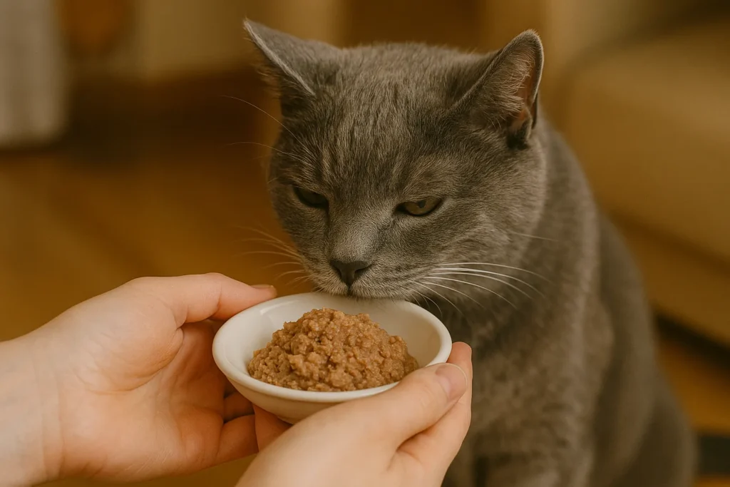 Alimentación de gato mayor con comida húmeda especial para senior