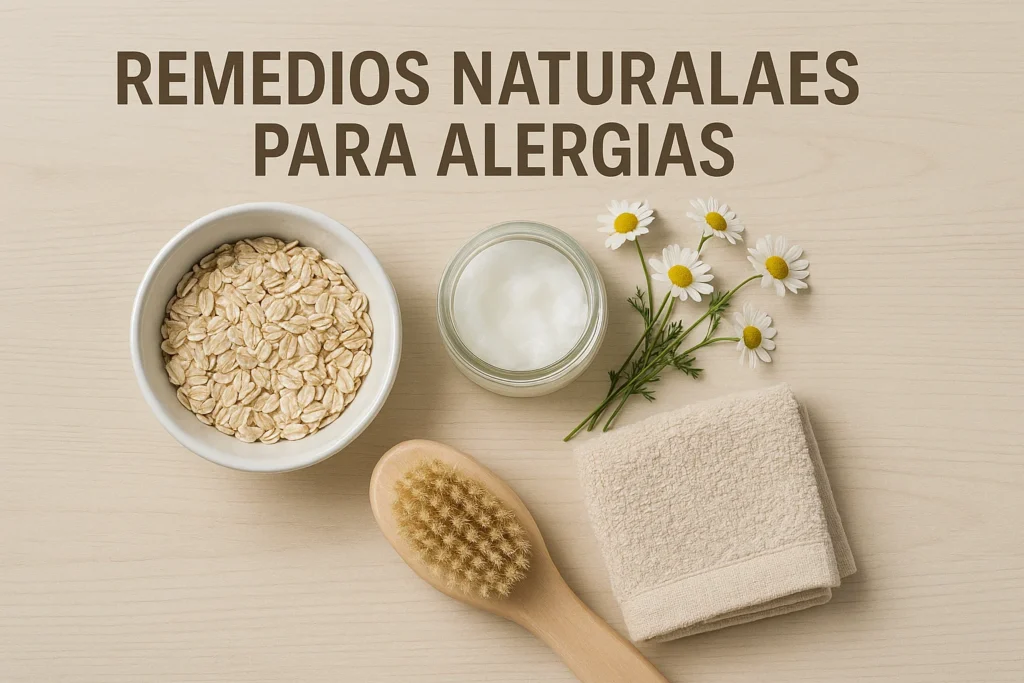 Remedios naturales para aliviar alergias en perros incluyendo avena y aceites esenciales