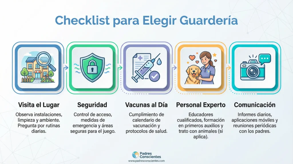 Checklist visual para elegir entre las guarderías para perros en Santo Domingo.
