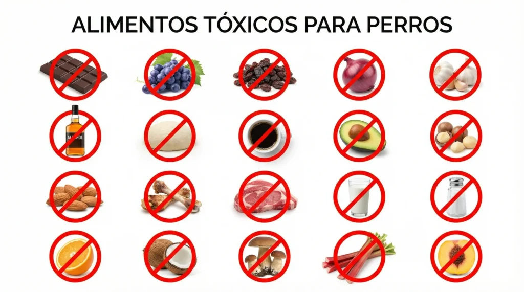 Infografía de 20 alimentos tóxicos para perros