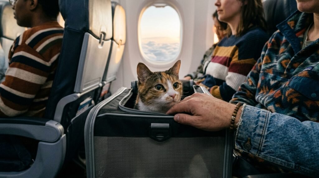 como viajar con mi gato en avion sin estres